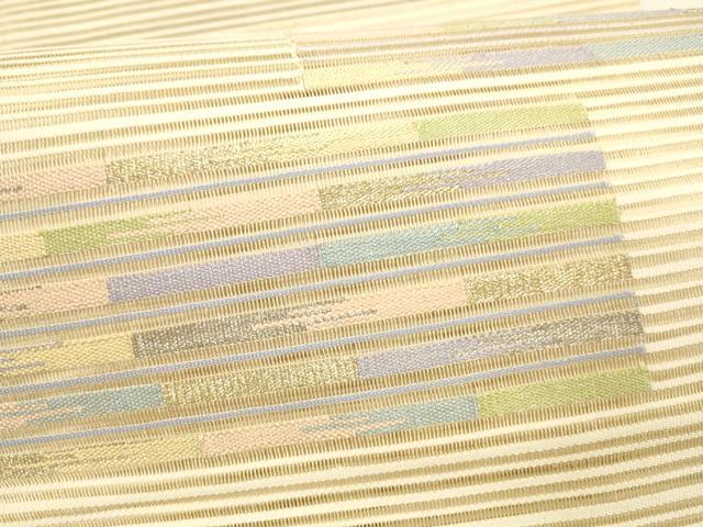 平和屋着物＊夏物 八寸名古屋帯 絽綴れ 横段文 金銀糸 正絹 逸品 DAAY8338cm