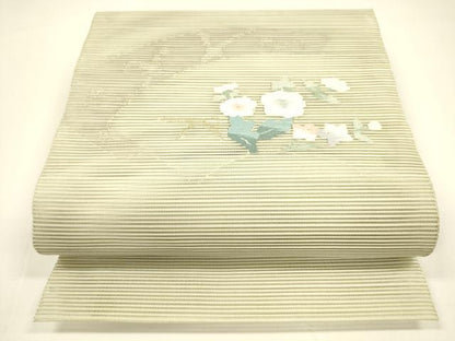 平和屋着物＊夏物 八寸名古屋帯 絽綴れ 草花文 金銀糸 正絹 逸品 DAAY8339cm