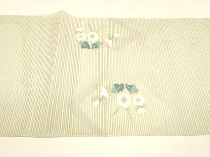 平和屋着物＊夏物 八寸名古屋帯 絽綴れ 草花文 金銀糸 正絹 逸品 DAAY8339cm