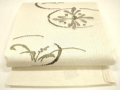 平和屋着物＊夏物 太鼓柄袋帯 櫛織 草花文 正絹 逸品 DAAY8344cm