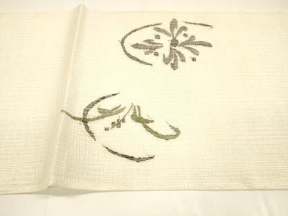 平和屋着物＊夏物 太鼓柄袋帯 櫛織 草花文 正絹 逸品 DAAY8344cm