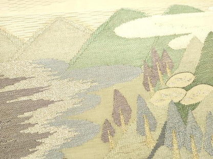 平和屋着物＊夏物 八寸名古屋帯 絽綴れ 風景文 金銀糸 正絹 逸品 DAAY8345cm