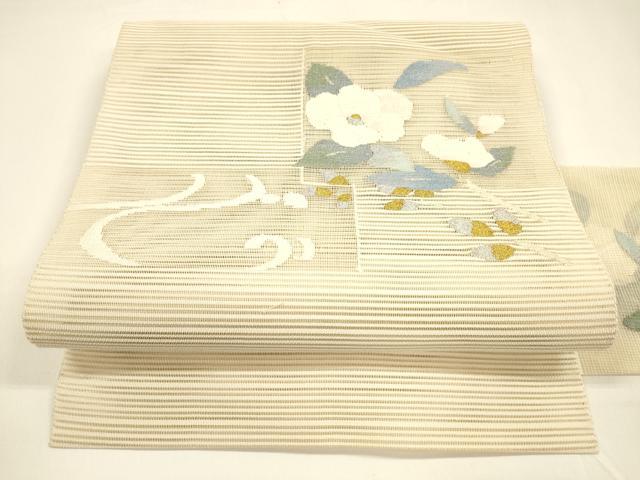 平和屋着物＊夏物 八寸名古屋帯 絽綴れ 流水枝花文 金銀糸 正絹 逸品 DAAY8346cm