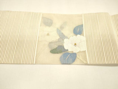 平和屋着物＊夏物 八寸名古屋帯 絽綴れ 流水枝花文 金銀糸 正絹 逸品 DAAY8346cm