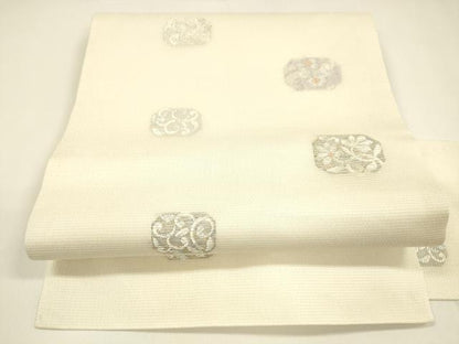 平和屋着物＊夏物 九寸名古屋帯 唐織 花唐草文 金銀糸 正絹 逸品 DAAY8347cm