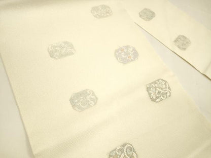 平和屋着物＊夏物 九寸名古屋帯 唐織 花唐草文 金銀糸 正絹 逸品 DAAY8347cm