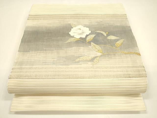 平和屋着物＊夏物 八寸名古屋帯 絽綴れ 枝花文 金銀糸 正絹 逸品 DAAY8348cm