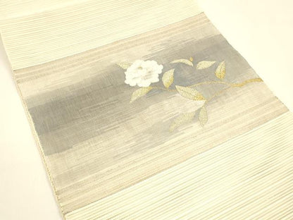 平和屋着物＊夏物 八寸名古屋帯 絽綴れ 枝花文 金銀糸 正絹 逸品 DAAY8348cm