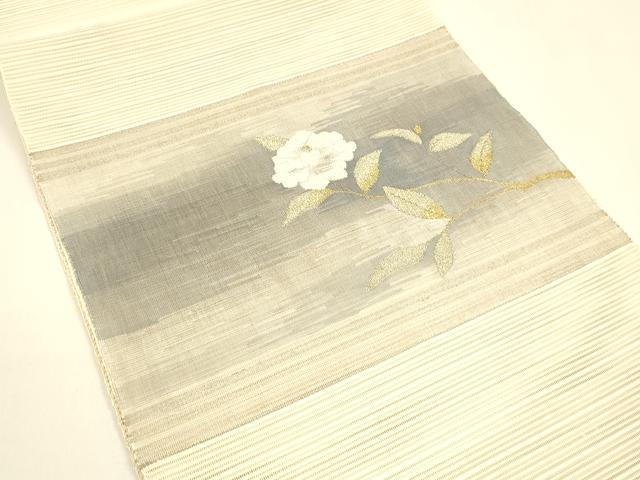 平和屋着物＊夏物 八寸名古屋帯 絽綴れ 枝花文 金銀糸 正絹 逸品 DAAY8348cm