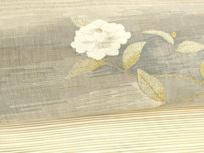 平和屋着物＊夏物 八寸名古屋帯 絽綴れ 枝花文 金銀糸 正絹 逸品 DAAY8348cm