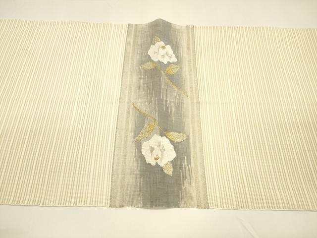 平和屋着物＊夏物 八寸名古屋帯 絽綴れ 枝花文 金銀糸 正絹 逸品 DAAY8348cm