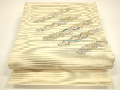 平和屋着物＊夏物 八寸名古屋帯 絽綴れ 抽象文様 金銀糸 正絹 逸品 DAAY8349cm