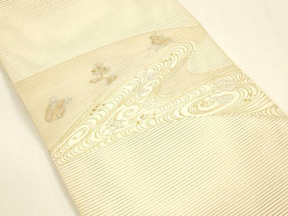 平和屋着物＊夏物 八寸名古屋帯 絽綴れ 流水草葉文 金銀糸 正絹 逸品 DAAY8351cm