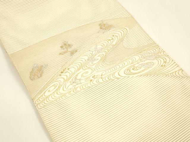 平和屋着物＊夏物 八寸名古屋帯 絽綴れ 流水草葉文 金銀糸 正絹 逸品 DAAY8351cm