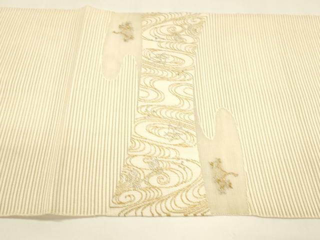 平和屋着物＊夏物 八寸名古屋帯 絽綴れ 流水草葉文 金銀糸 正絹 逸品 DAAY8351cm