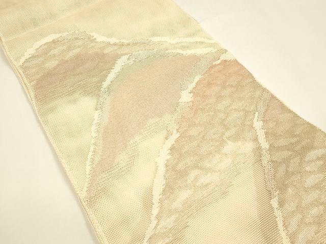 平和屋着物＊夏物 太鼓柄袋帯 遠山文 銀糸 正絹 逸品 DAAY8355cm