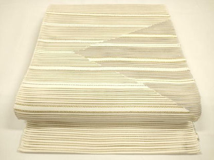平和屋着物＊夏物 八寸名古屋帯 絽綴れ 横段文 金銀糸 正絹 逸品 DAAY8356cm