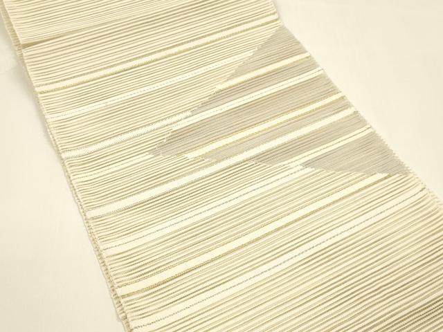 平和屋着物＊夏物 八寸名古屋帯 絽綴れ 横段文 金銀糸 正絹 逸品 DAAY8356cm
