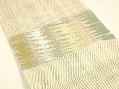 平和屋着物＊夏物 八寸名古屋帯 絽綴れ 抽象文様 金銀糸 正絹 逸品 DAAY8357cm