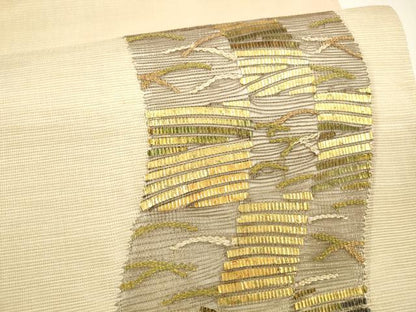 平和屋着物＊夏物 太鼓柄袋帯 抽象文様 金糸 正絹 逸品 DAAY8358cm