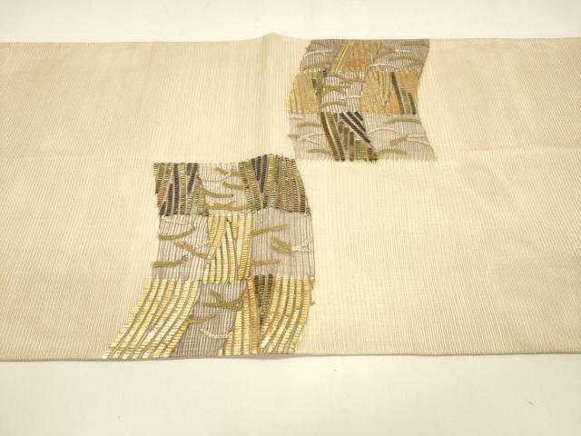 平和屋着物＊夏物 太鼓柄袋帯 抽象文様 金糸 正絹 逸品 DAAY8358cm