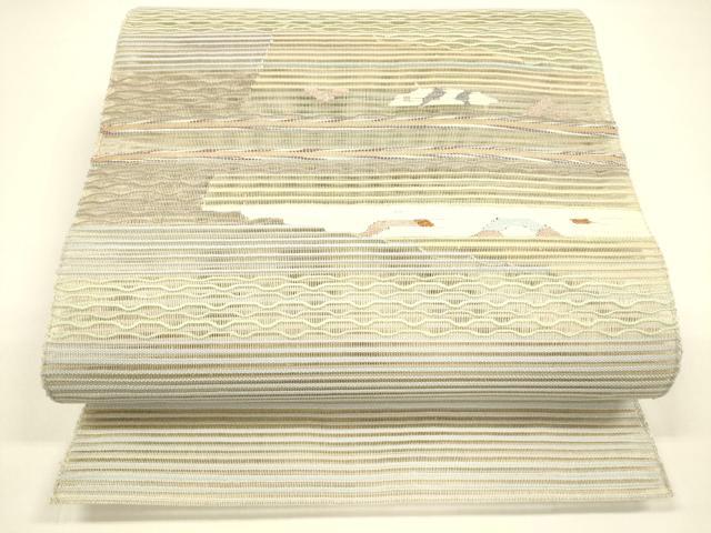 平和屋着物＊夏物 八寸名古屋帯 絽綴れ 抽象文様 金銀糸 正絹 逸品 DAAY8361cm