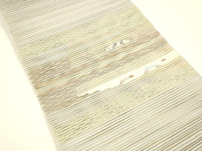 平和屋着物＊夏物 八寸名古屋帯 絽綴れ 抽象文様 金銀糸 正絹 逸品 DAAY8361cm