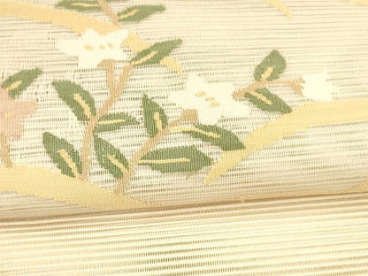 平和屋着物＊夏物 八寸名古屋帯 絽綴れ 枝花芝文 正絹 逸品 DAAY8363cm