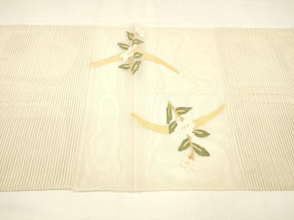平和屋着物＊夏物 八寸名古屋帯 絽綴れ 枝花芝文 正絹 逸品 DAAY8363cm