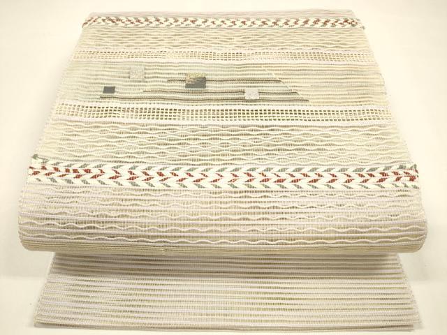平和屋着物＊夏物 八寸名古屋帯 絽綴れ 抽象文様 金銀糸 正絹 逸品 DAAY8364cm