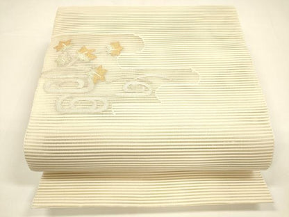 平和屋着物＊夏物 八寸名古屋帯 絽綴れ 流水枝葉文 金銀糸 正絹 逸品 DAAY8366cm