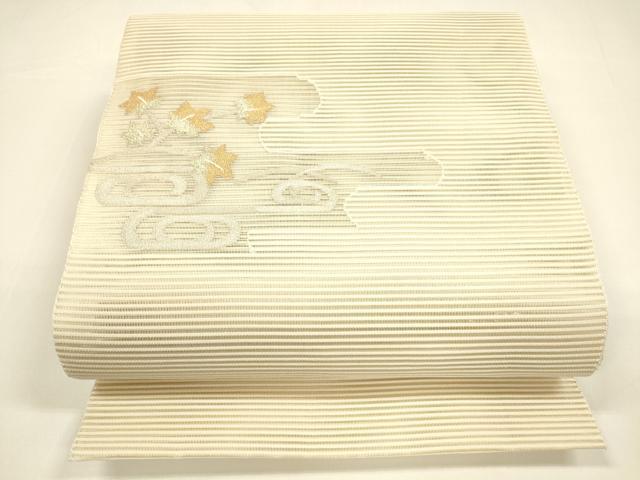 平和屋着物＊夏物 八寸名古屋帯 絽綴れ 流水枝葉文 金銀糸 正絹 逸品 DAAY8366cm