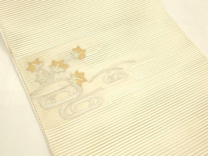 平和屋着物＊夏物 八寸名古屋帯 絽綴れ 流水枝葉文 金銀糸 正絹 逸品 DAAY8366cm