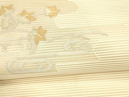 平和屋着物＊夏物 八寸名古屋帯 絽綴れ 流水枝葉文 金銀糸 正絹 逸品 DAAY8366cm