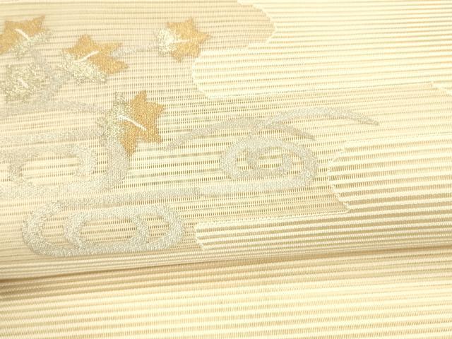 平和屋着物＊夏物 八寸名古屋帯 絽綴れ 流水枝葉文 金銀糸 正絹 逸品 DAAY8366cm