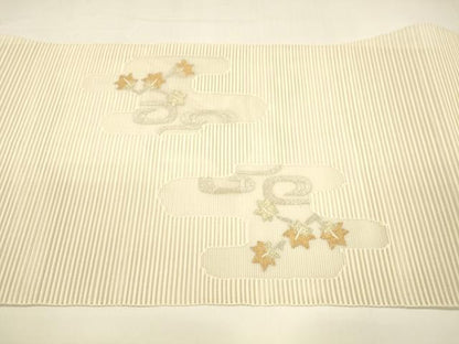 平和屋着物＊夏物 八寸名古屋帯 絽綴れ 流水枝葉文 金銀糸 正絹 逸品 DAAY8366cm
