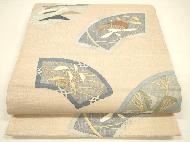 平和屋着物＊夏物 六通柄袋帯 すくい織 地紙草葉文 金糸 正絹 逸品 DAAY8368cm