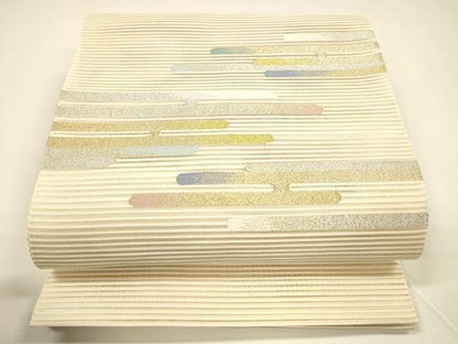 平和屋着物＊夏物 八寸名古屋帯 絽綴れ 霞文 金銀糸 正絹 逸品 DAAY8369cm