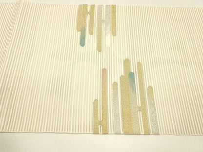平和屋着物＊夏物 八寸名古屋帯 絽綴れ 霞文 金銀糸 正絹 逸品 DAAY8369cm