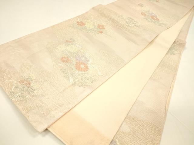 平和屋着物＊夏物 六通柄袋帯 流水草花文 金銀糸 正絹 逸品 DAAY8372cm