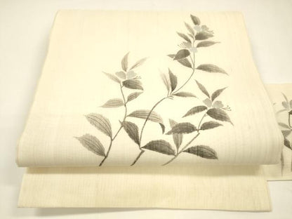 平和屋着物＊夏物 九寸名古屋帯 手描き 枝花文 正絹 逸品 DAAY8374cm