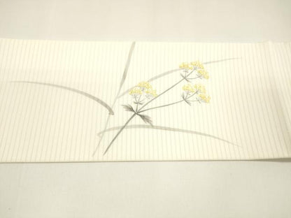 平和屋着物＊夏物 絽塩瀬 九寸名古屋帯 手描き 草花文 てんとう虫 正絹 逸品 DAAY8375cm