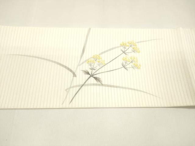 平和屋着物＊夏物 絽塩瀬 九寸名古屋帯 手描き 草花文 てんとう虫 正絹 逸品 DAAY8375cm