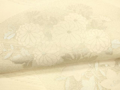 平和屋着物＊夏物 六通柄袋帯 流水地紙草花文 銀糸 正絹 逸品 DAAY8382cm