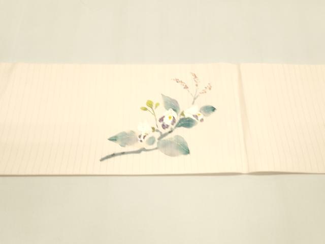 平和屋着物＊夏物 絽塩瀬 九寸名古屋帯 手描き 枝花文 正絹 逸品 DAAY8383cm