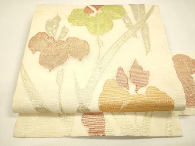 平和屋着物＊夏物 九寸名古屋帯 草花文 金糸 正絹 逸品 DAAY8384cm