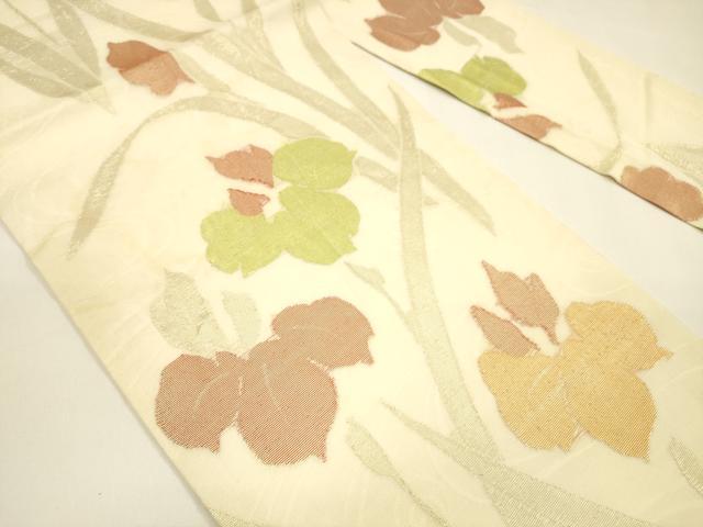 平和屋着物＊夏物 九寸名古屋帯 草花文 金糸 正絹 逸品 DAAY8384cm