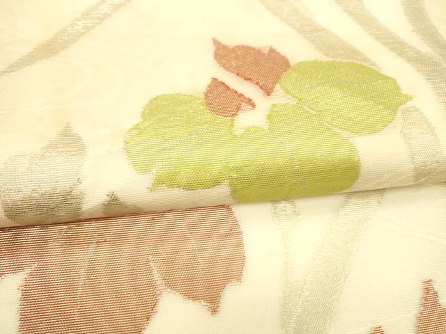 平和屋着物＊夏物 九寸名古屋帯 草花文 金糸 正絹 逸品 DAAY8384cm