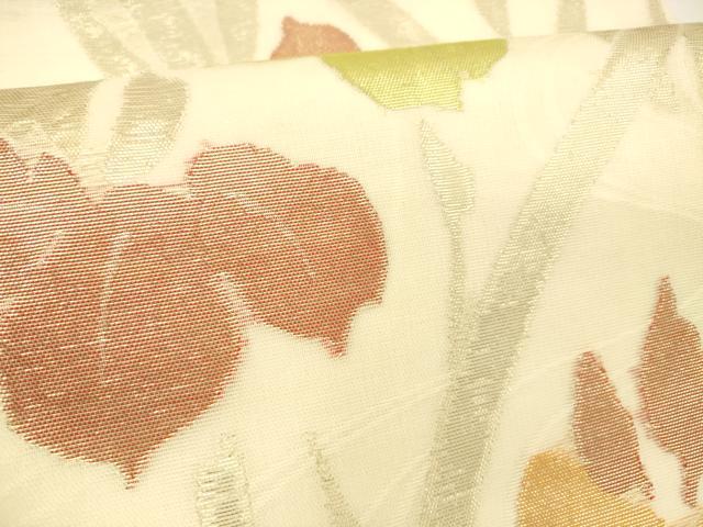 平和屋着物＊夏物 九寸名古屋帯 草花文 金糸 正絹 逸品 DAAY8384cm