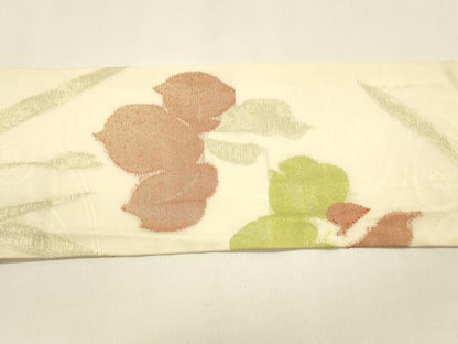 平和屋着物＊夏物 九寸名古屋帯 草花文 金糸 正絹 逸品 DAAY8384cm